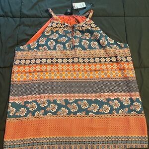 Stylish Women's Halter Top - Orange/Pink and Blue